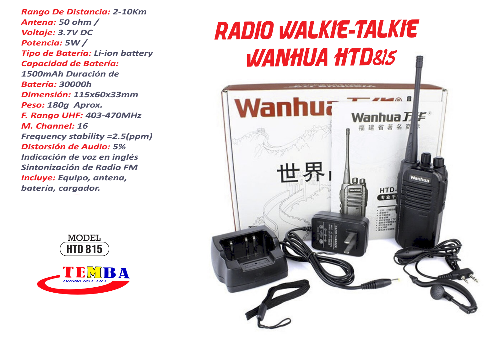 RADIO WALKIE TALKIE HTD815